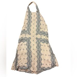 Tobi Cream and Blue Backless Dress